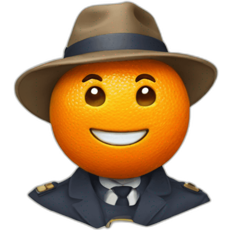 happy mandarine with detective hat emoji