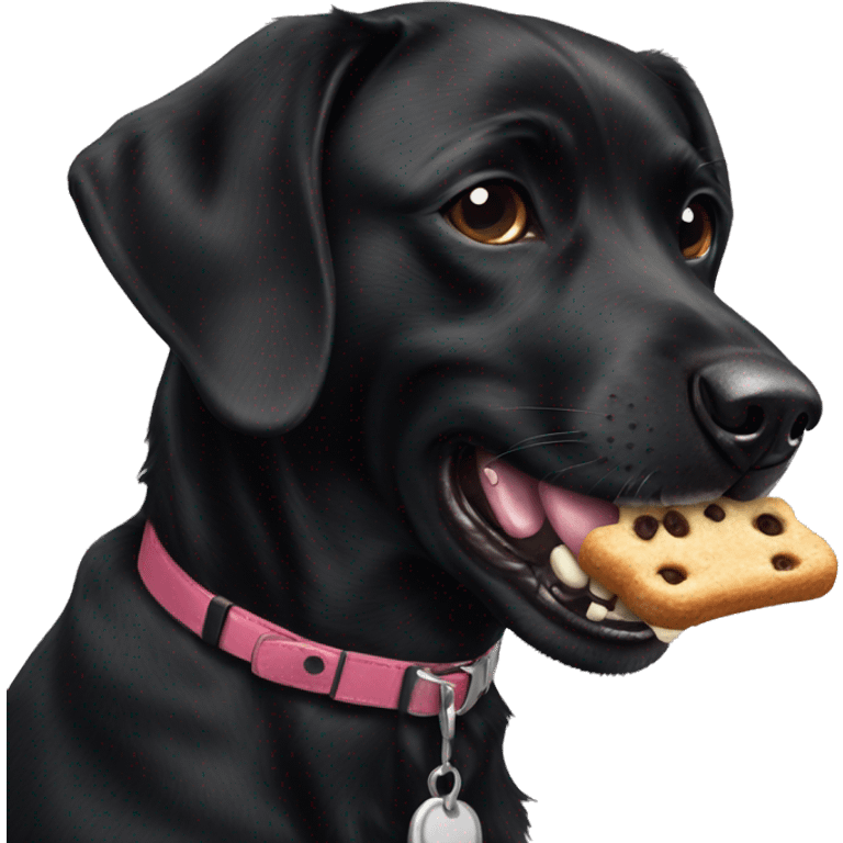 Black dog eating a treat emoji