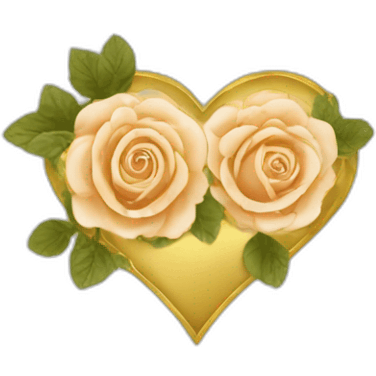 heart shape gold vine border with roses emoji