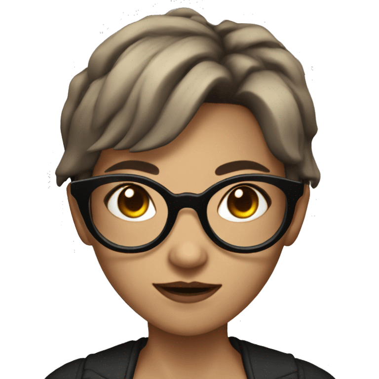 demon girl with brown short hair and round black glasses emoji