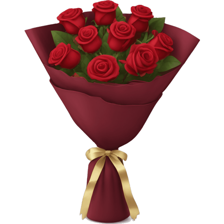 Bouquet of red roses in a burgundy package emoji