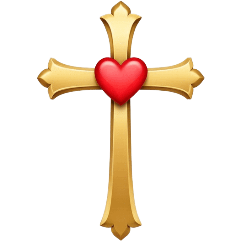 A gold cross on a heart  emoji