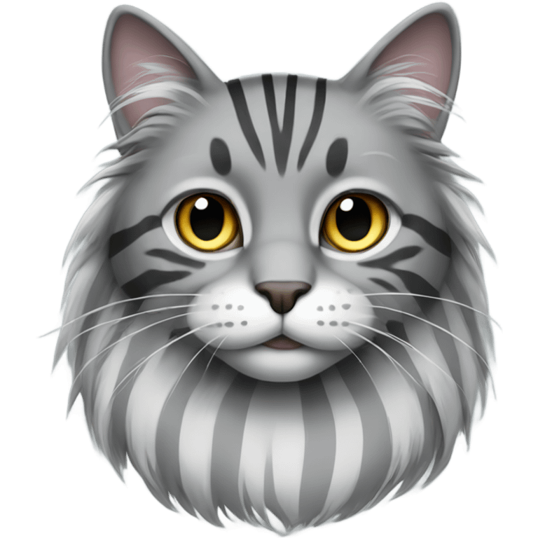 Long haired grey striped cat emoji