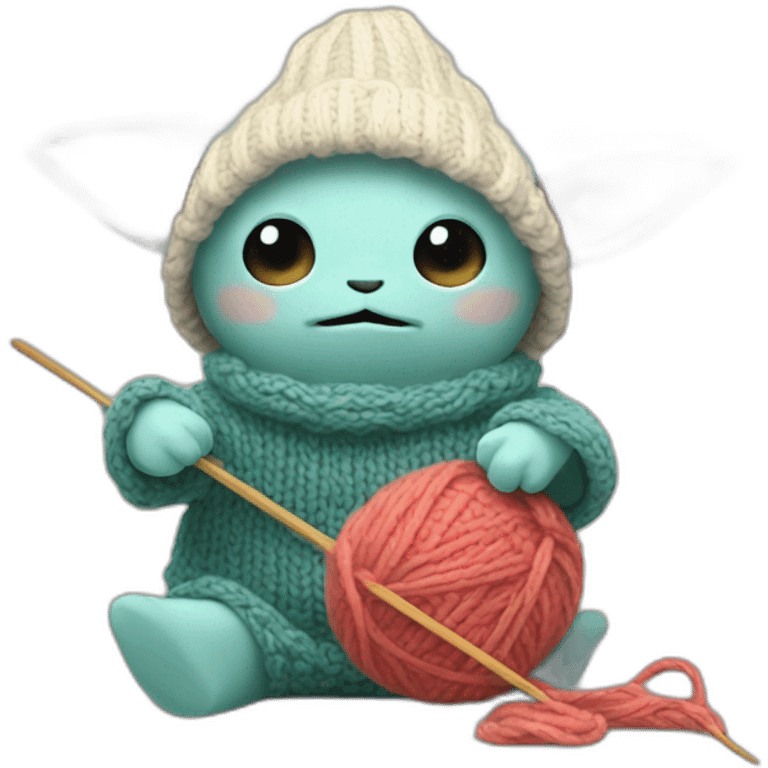 Grogu knitting emoji