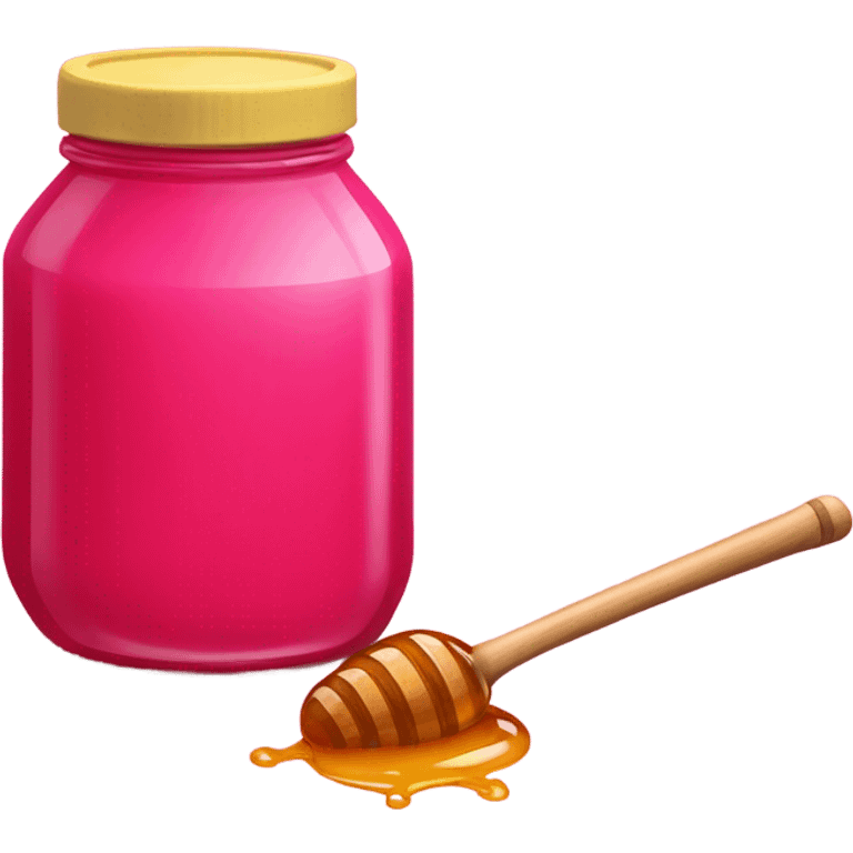 Hot pink jar of honey with wand  emoji