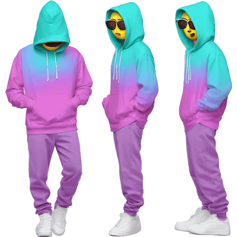 Vaporwave person hoodie dancing Skater fashion aesthetic baggy clothes graphic t shirt 420 emoji