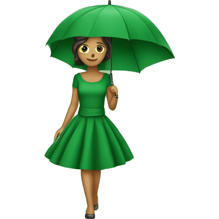 Vestido verde +hojas +paraguas  emoji