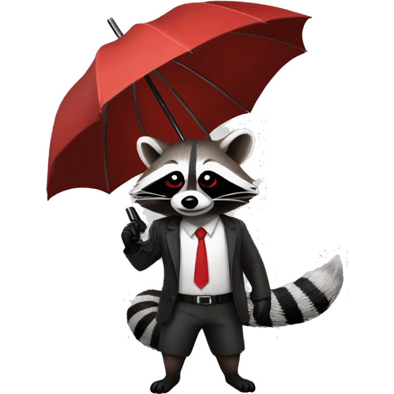 Raccoon with umbrella corporation logo emoji