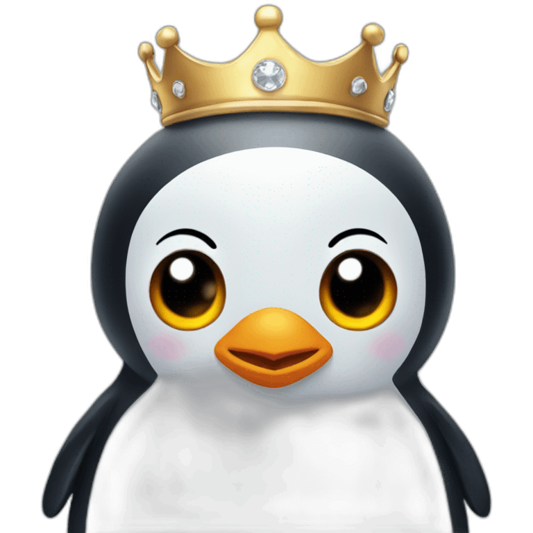 Cute little penguin with a crown emoji