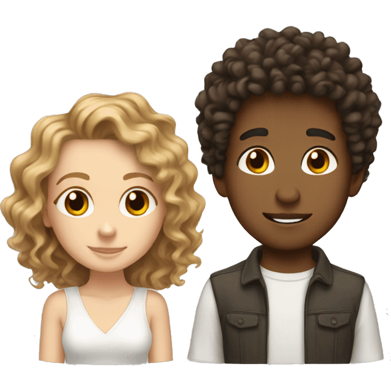 Mixed boy with curly hair falling in love with white girl with medium brown hair emoji