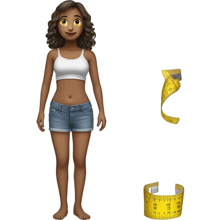 Girl measuring her waist emoji