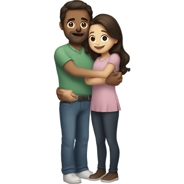 brunette girl hugging brunette dad emoji