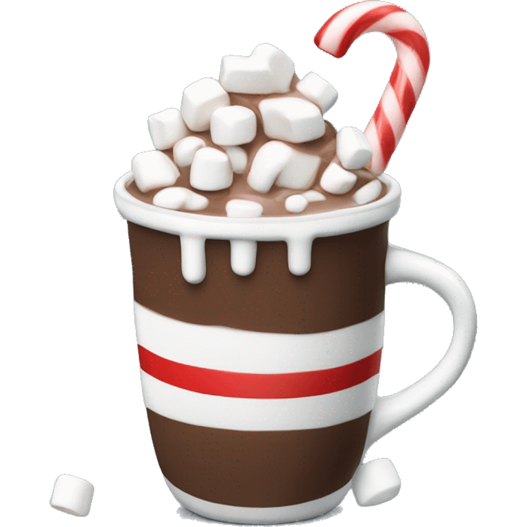 Hot chocolate with marshmallows and a candy cane  emoji