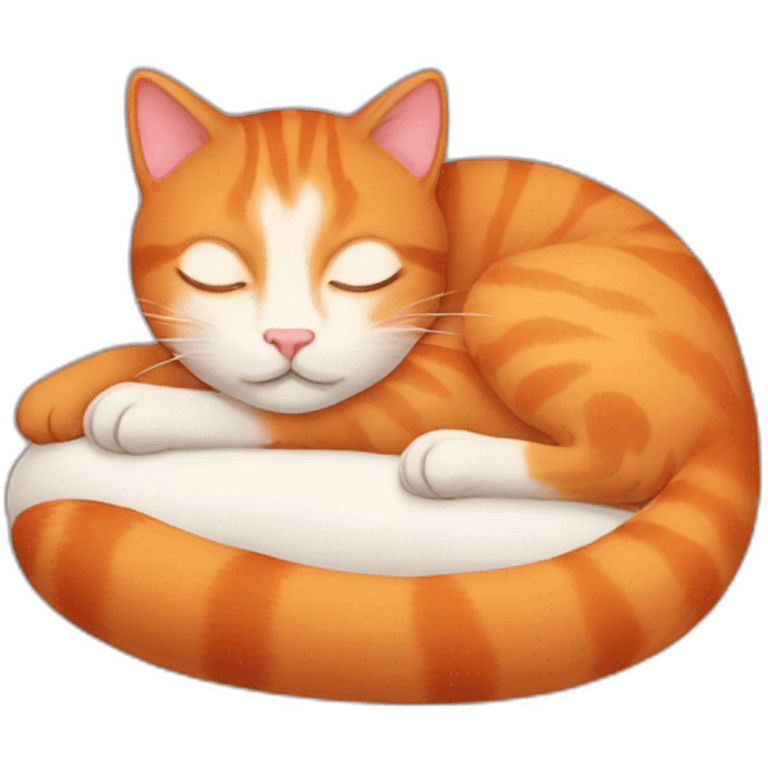 Red cat sleeping on the back emoji