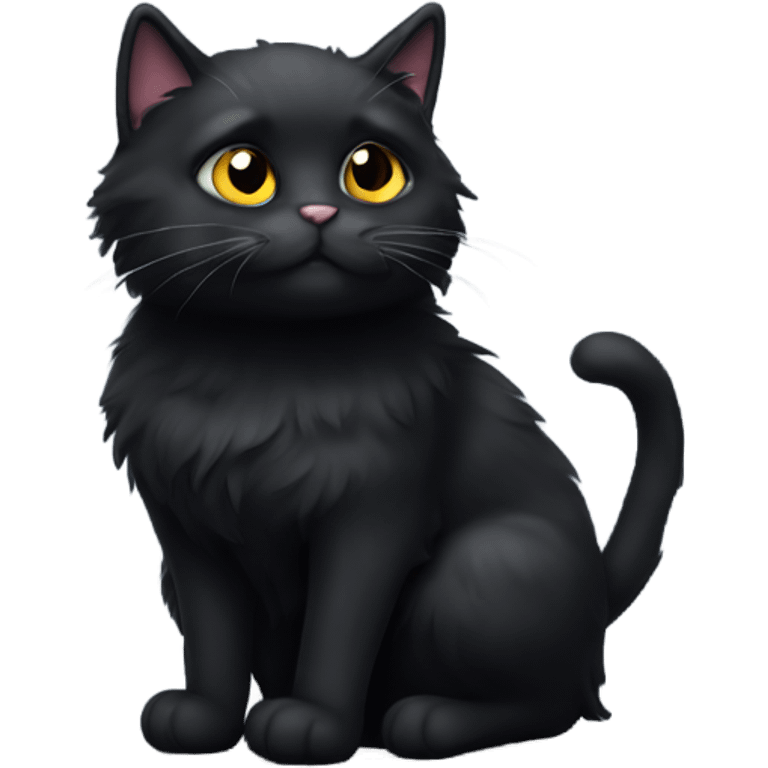 Fluffy black cat emoji