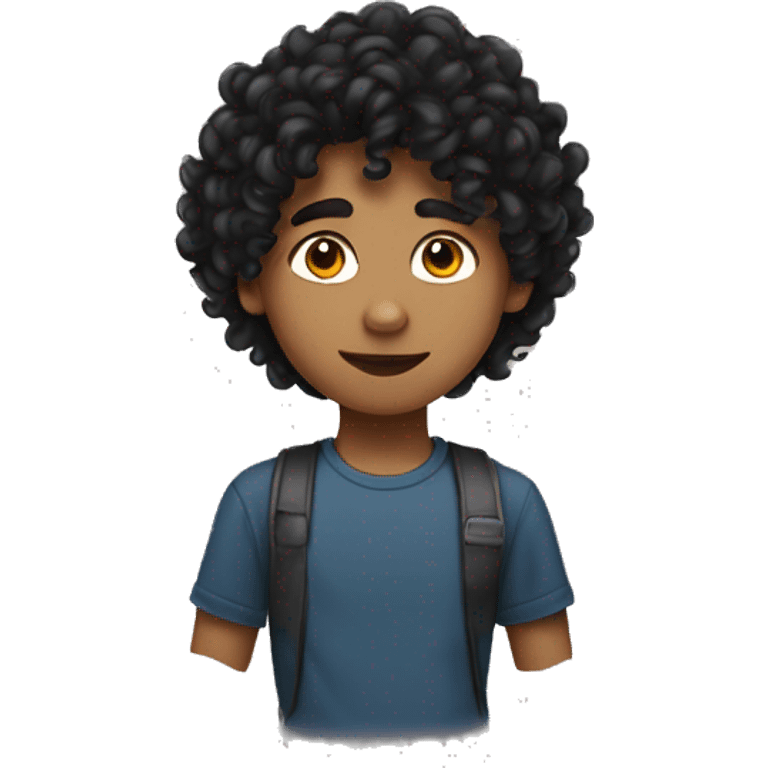 make a half Indian half British 14 year old boy with curly black hair emoji