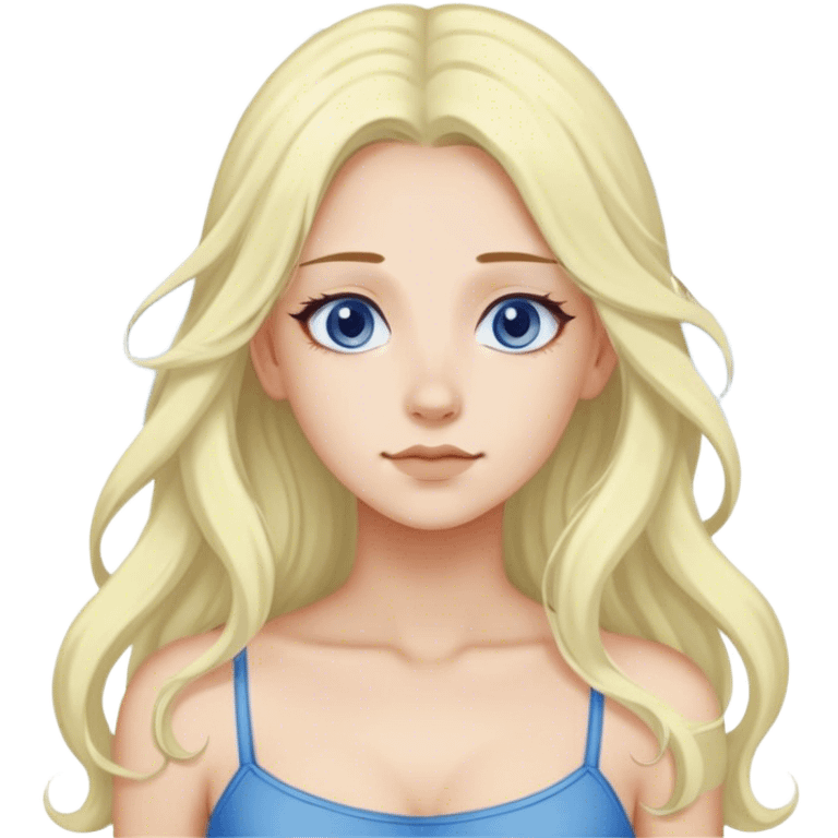 Woman’s shoulders clouds on top blonde long hair blue e emoji