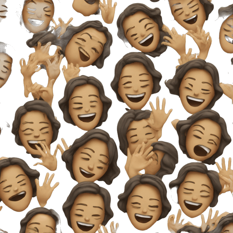 Woman laughs with her hands on her face emoji