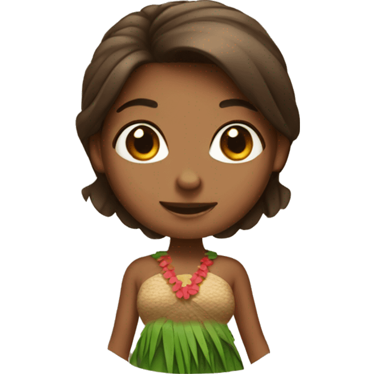 Hula girl with short brown emoji