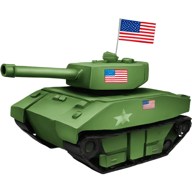 Green carton tank with an American flag emoji