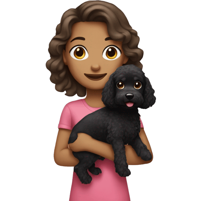 brunette girl with black cockapoo emoji