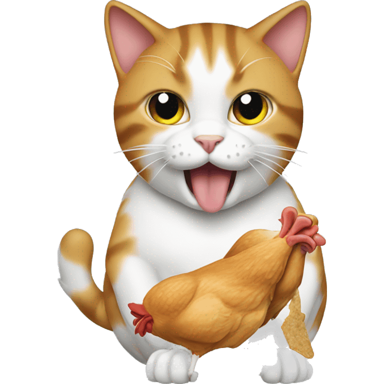 Cat eating chicken  emoji