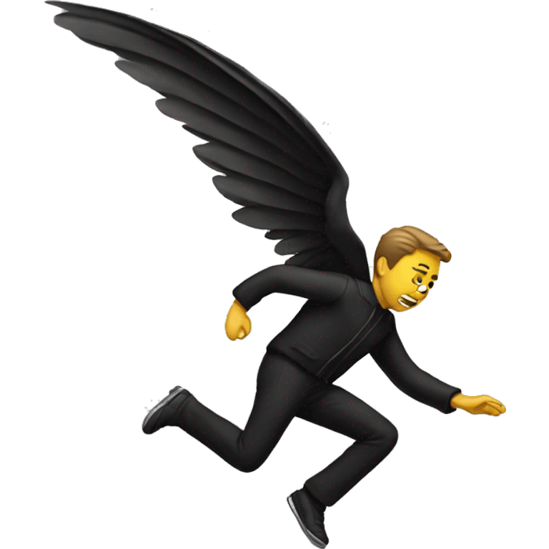 winged falling man in black emoji