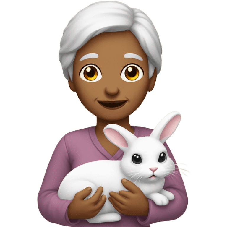 Old lady with bunny rabbit emoji