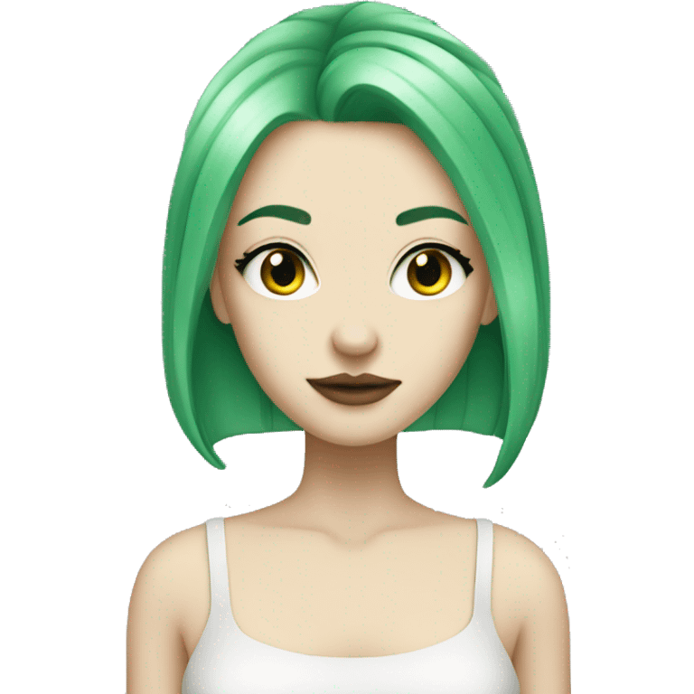 Pale girl with green hair thin eyebrows and eyebrow piercing  emoji