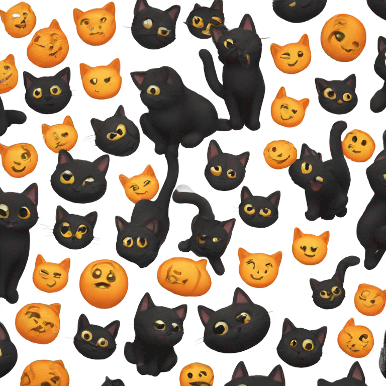 black cat and orange cat friends emoji