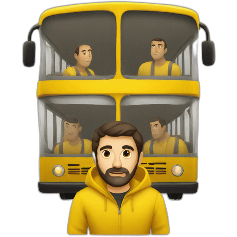 Armenian men in yellow clothing in the bus emoji