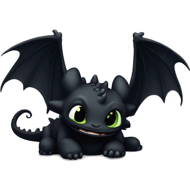 White toothless laying on he back and black toothless cuddling her emoji