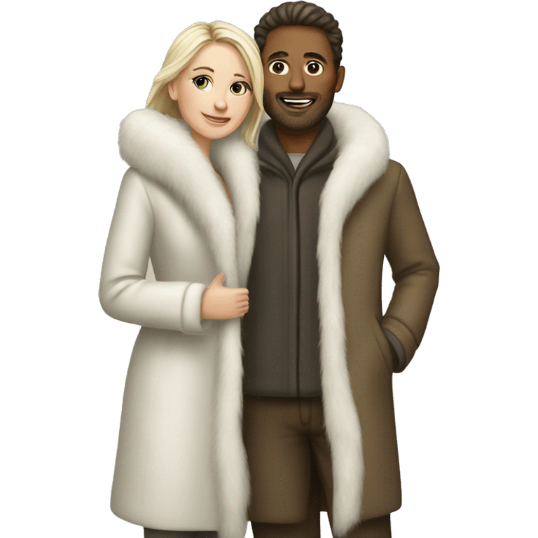 White couple in long fur coats emoji