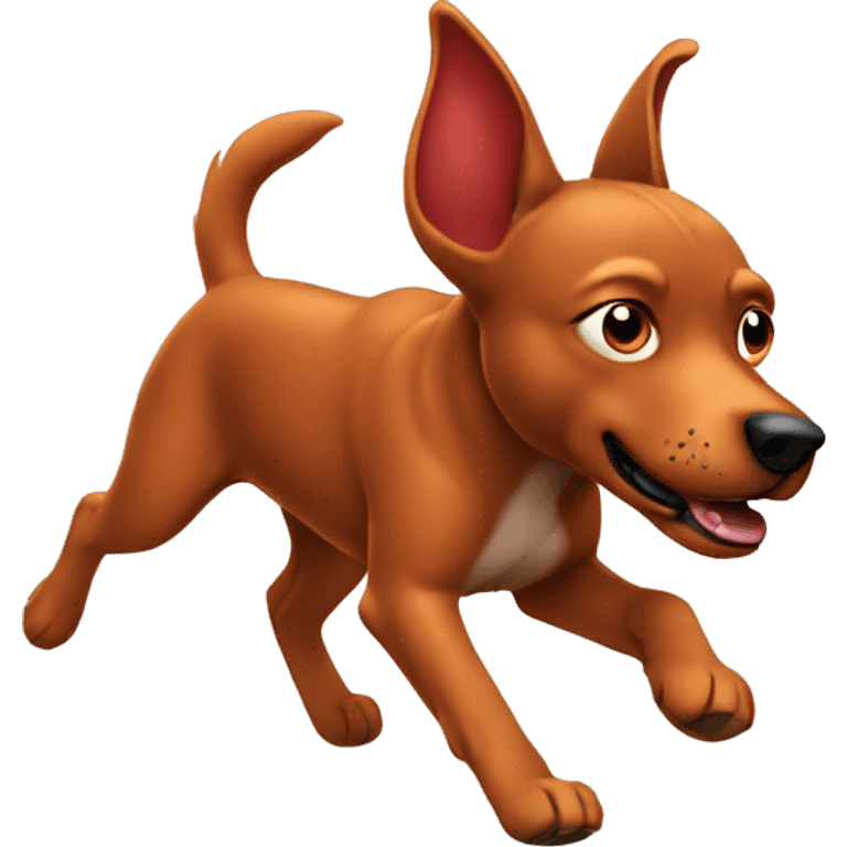 solid red dog with pointed ears running emoji