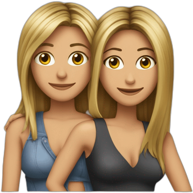 Ciryl halouna et Jennifer Aniston qui font un câlin emoji