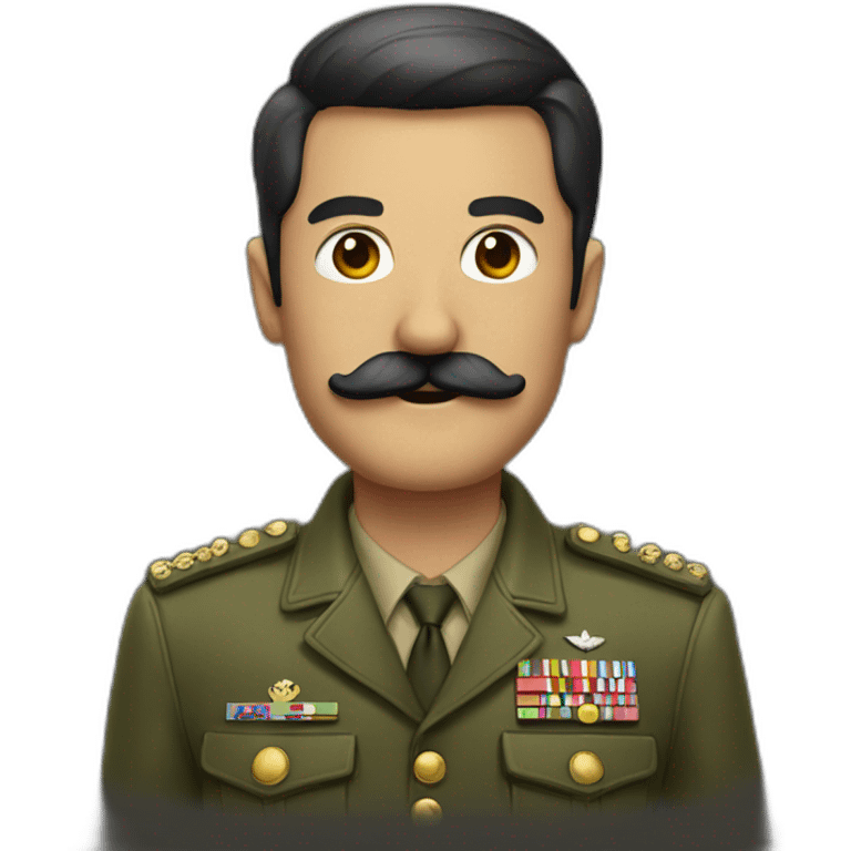 men with military jacket and a square moustache in the center emoji