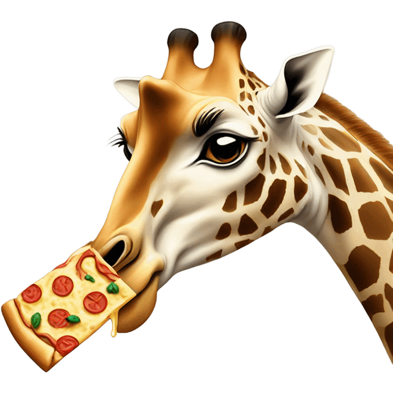 Giraffe eating pizza ￼ emoji