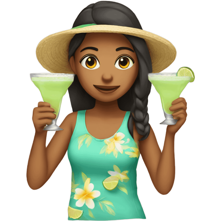 A girl drinking margaritas  emoji