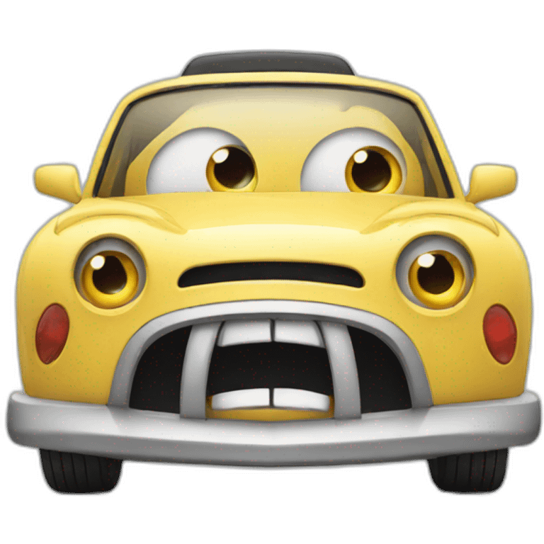 car with screaming face emoji