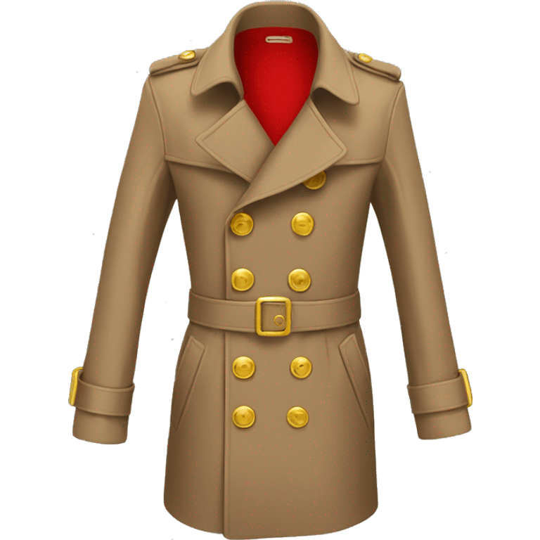 Red ring trench coat with gold buttons  emoji