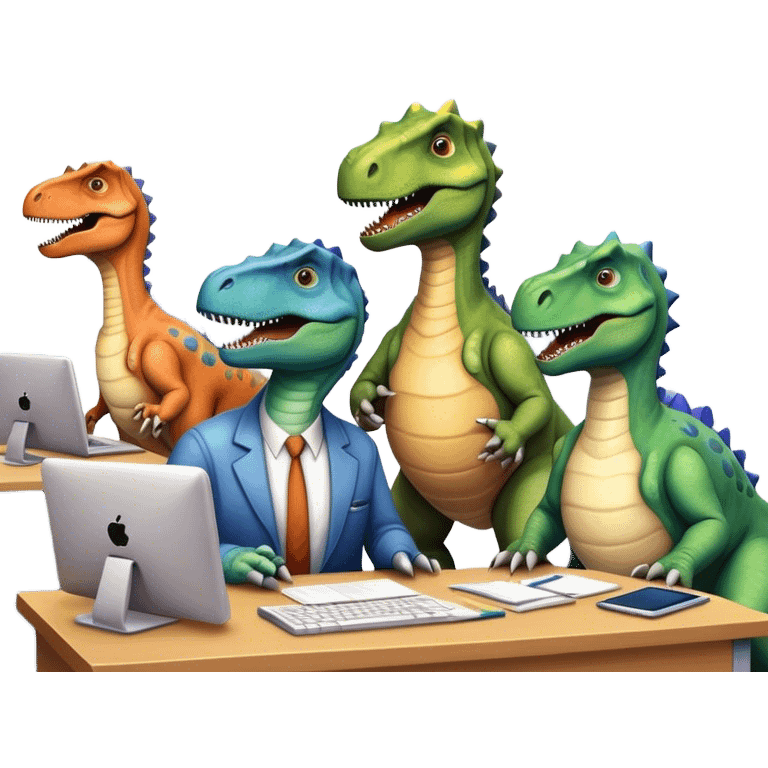 old dinosaurs working in an office emoji