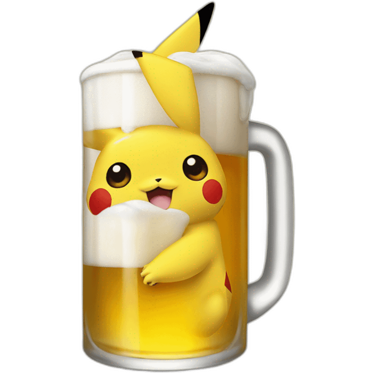 Pikachu drink a beer emoji