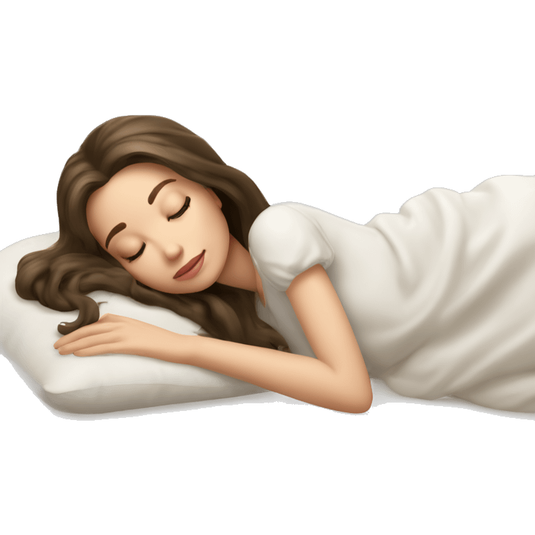 sleeping beauty brunette shoulder length hair white girl with silk pillow emoji