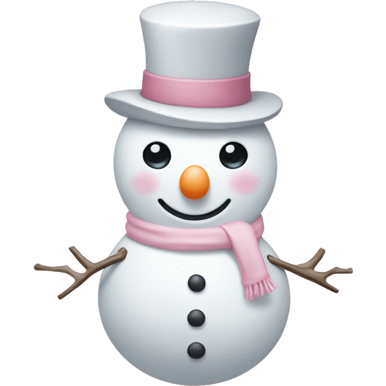 Cute white and light pink snowman emoji