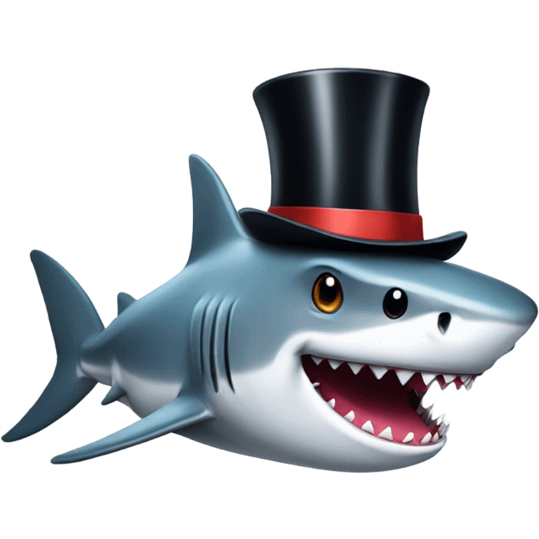 Shark with a top hat emoji