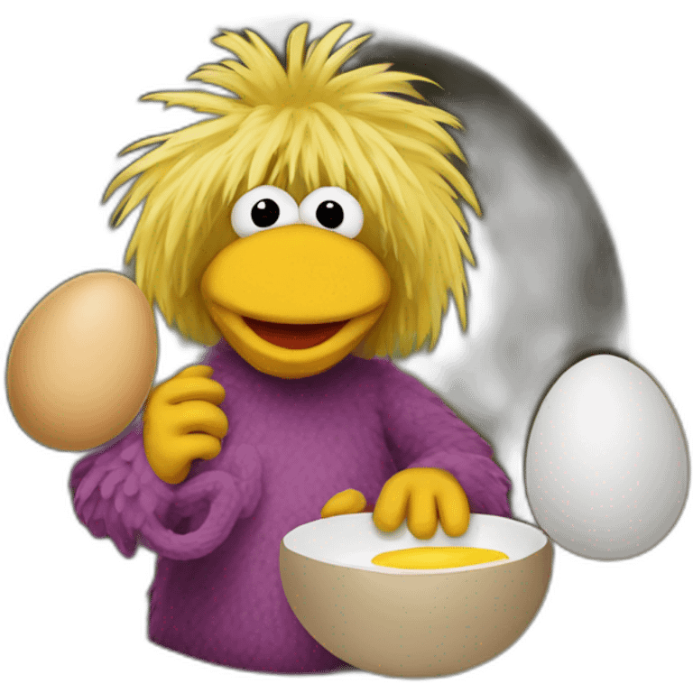 Fraggle with blond hair eating egg  emoji