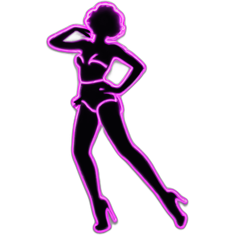 Sexy silhouette dancer neon sign emoji