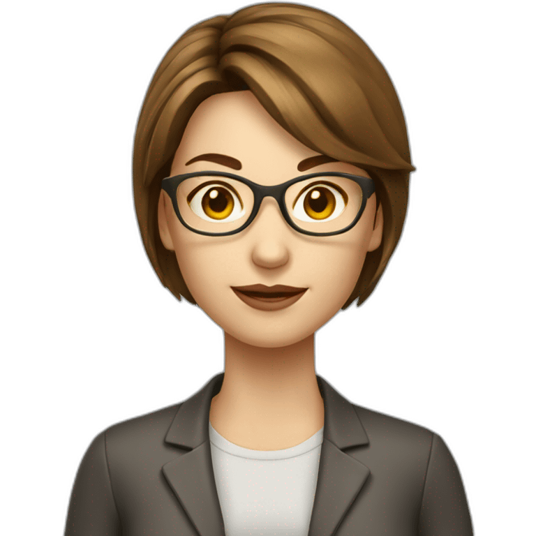 a woman medium short brown hair with golden glasses teacher math emoji