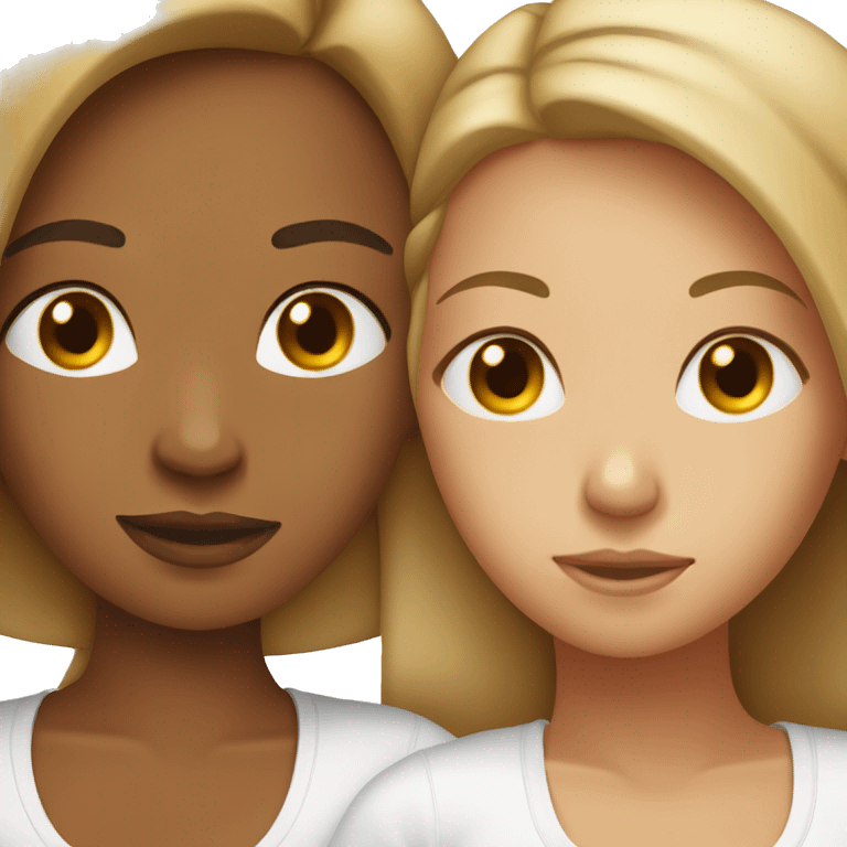 Two girls one  tan one white laying in bed together  emoji