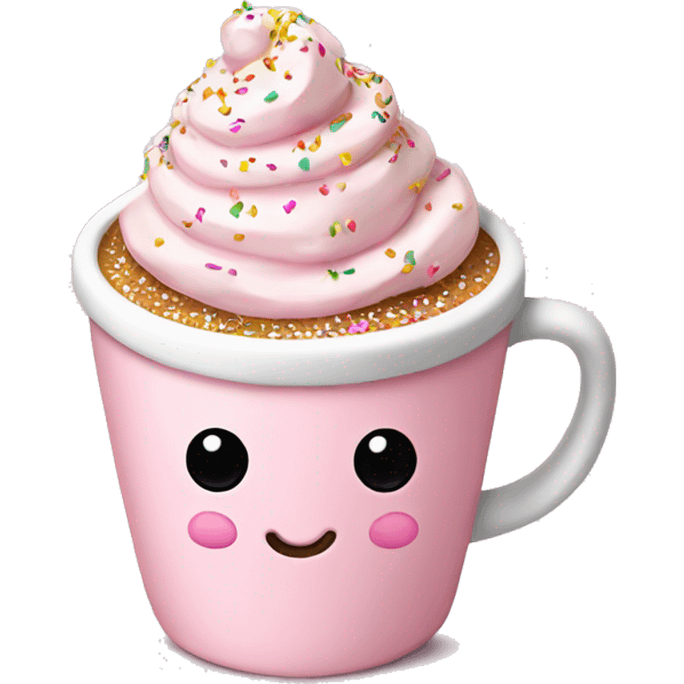 Light pink latte with sprinkles tied with a bow emoji